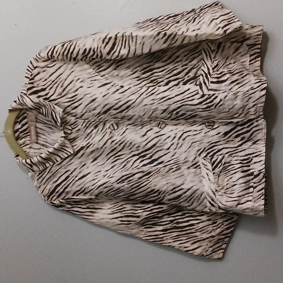 Chico's size 2 (large)women's lightweight jacket black and white zebra d… - Picture 3 of 14